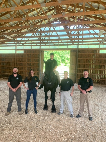 Police attendees with horse